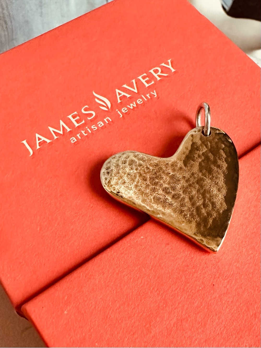 RETIRED James Avery bronze hammered fearless heart pendant